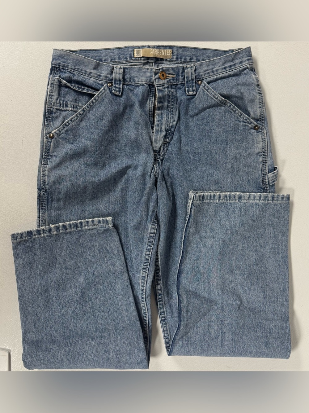 Lee Light Blue Loose Fit Cargo Dungarees Carpenter Denim Jeans Men 32x30